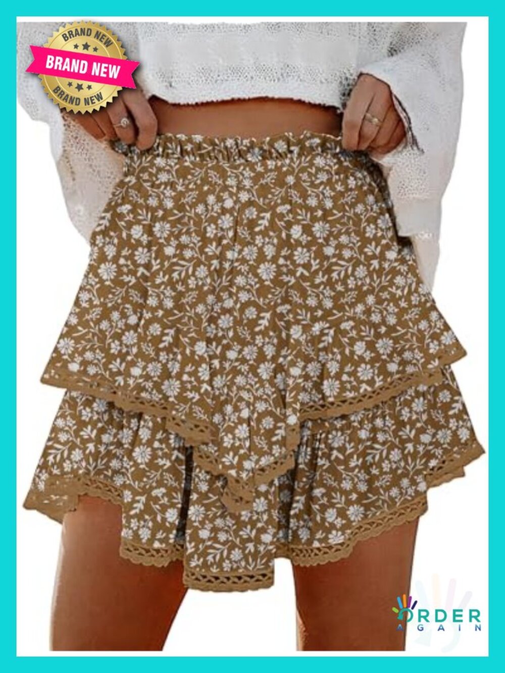 High Waisted Ruffle Tiered Flowy Skorts with Shorts Underneath Western Skorts